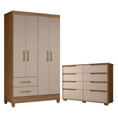 Imagem de Guarda Roupa Solteiro Chile E Cômoda Georgia Carvalho Fendi – Moval