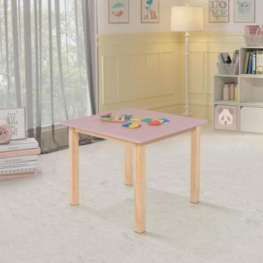 Imagem de Mesa 65x65cm Rosa Linha Colorê Base de Madeira Infantil para Escolas -