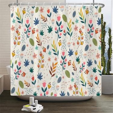 Imagem de Cortinas de chuveiro Flores Cortina de banheiro com ganchos Impressão à prova d'água 180x240cm Tecido de poliéster Tela de decoração de banheiro, JK8182, L90xA180cm