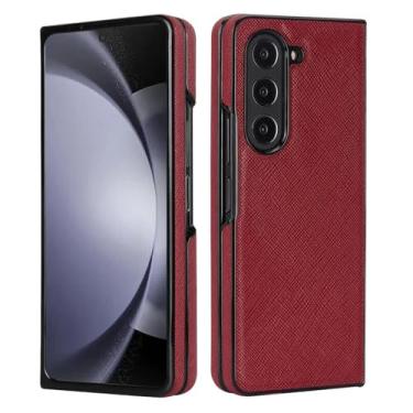 Imagem de Capa para Galaxy Z Fold6 em couro granulado rígido, à prova de choque e proteção contra quedas (para Galaxy Z Fold6/Vermelho)