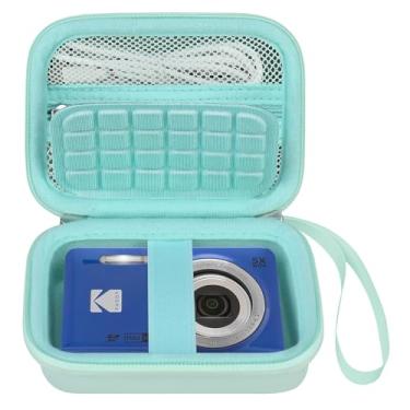 Imagem de Elonbo Estojo De Transporte Para Câmera Digital Kodak Pixpro Fz55 / Fz53 Fz45 Fz43 16Mp, Bolsa Viagem Armazenamento Vlogs, Malha Baterias, Cabo, Cartão Memória, Verde