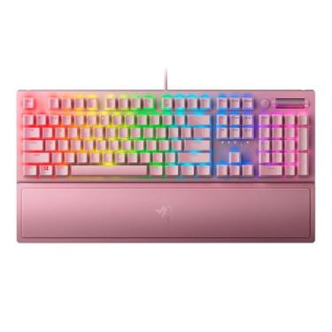 Imagem de Teclado Mecânico Gamer Razer Blackwidow V3 Green Switch, Quartz Edition Rosa