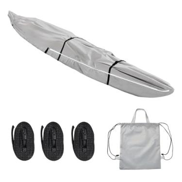 Imagem de Blueshyhall Capa de caiaque resistente 420D de 4,6 m - proteção UV impermeável, adequada para caiaques/canoas/SUPs/barcos/pranchas de remo, armazenamento interno/externo