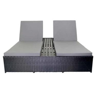 Imagem de Chaise Espreguiçadeira Dupla Sem Braços de Fibra Sintética e Alumínio 