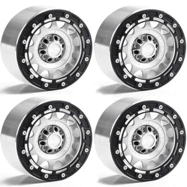 Imagem de Aros de roda Beadlock de 6,6 cm, 4 peças para corrida off-road RC em escala, uso para pneus OD 135 mm, roda de aço estampada com hexágonos de 17 mm/12 mm compatível com MJX H8H MK07 KM4 4082/83 1/7 1