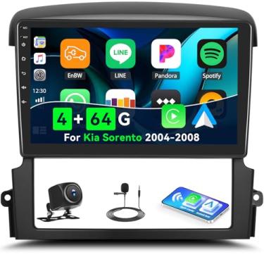 Imagem de [4+64G] Android 15 estéreo para carro Kia Sorento 2004-2008 com carro sem fio e Android Auto, rádio de carro de 23 cm com link espelhado, Bluetooth, FM/RDS, WiFi, GPS, EQ, DSP SWC + AHD, câmera de