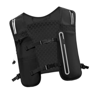 Imagem de UGPLM Colete de corrida, bolsa esportiva, alças ajustáveis, bolsos para celular, mochila de corrida de 4 litros, colete de hidratação para viagens, Preto