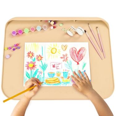 Imagem de Weeme Tapete de arte de silicone para artesanato, tapete de pintura de 50 cm x 40 cm para crianças com laterais elevadas, superfície antiderrapante para resina, argila, doh, criação de joias e