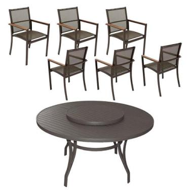 Imagem de Jogo de Mesa 1,40m e 6 Cadeiras Alumínio Área Externa Interna - NossaK