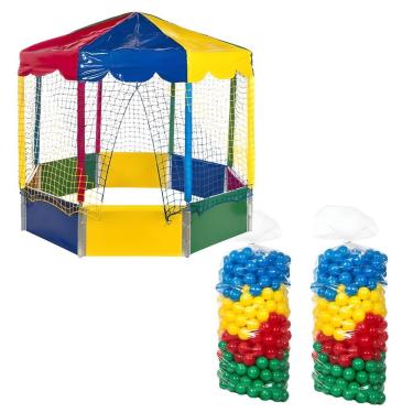 Imagem de Kit Infantil Piscina De Bolinhas 2,00m Oitavada Octogonal + 1000 Unidades Bolinhas Colo...