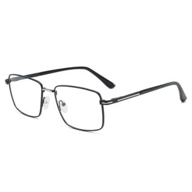 Imagem de Armação de óculos de negócios masculina ultraleve de metal anti-luz azul, lente transparente, óculos casuais, preto prateado, C