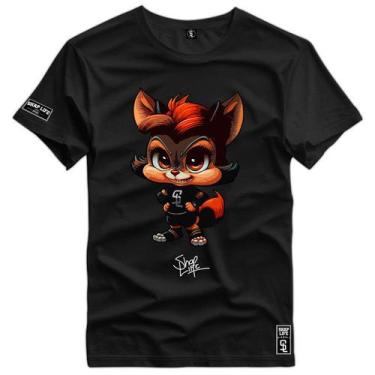 Imagem de Camiseta Coleção Cartoons Raposa Foxy Jaqueta Shap Life, G3, Preto