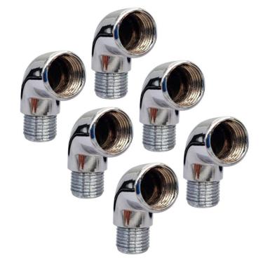 Imagem de Kit 6 Joelho Cotovelo Curva Metal Cromado Rm X Rf 1/2`` X90