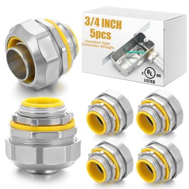 Imagem de Gisafai 5 peças de conector líquido apertado reto isolado zinco fundido metal fundido acessórios de conduíte elétrico para 3/10.2 cm flexível e tipo B flexível