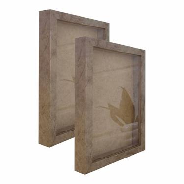 Imagem de KIAGA, Kit 2 Molduras Caixa Alta Revestida com Vidro para Quadros Quilling e Scrapbook - 20x25cm - 1,5x3 Cor:PRATA;Tamanho:20X2