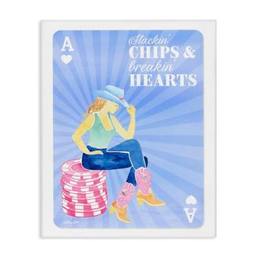 Imagem de Stupell Industries Desenho de arte de parede em tela Stackin' Chips And Breakin' Hearts por Hillary Holt, 20 x 16