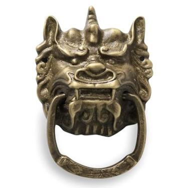 Imagem de Aldrava de porta retrô, antigo, besta antigo, estilo chinês, aldrava de latão, alça para decoração de cercas de jardim ao ar livre, artesanato, decoração de casa