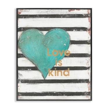 Imagem de Stupell Industries Love Is Kind on Stripes Design de arte giclée emoldurado preto por Cassandra Cushman, 76 x 61 cm