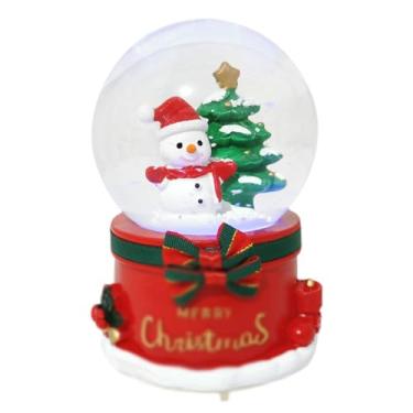 Imagem de ZZTWER Caixa musical criativa com bola de cristal de Natal, caixa de música luminosa floco de neve, globo de neve de Papai Noel para presente de aniversário, Natal e ano novo