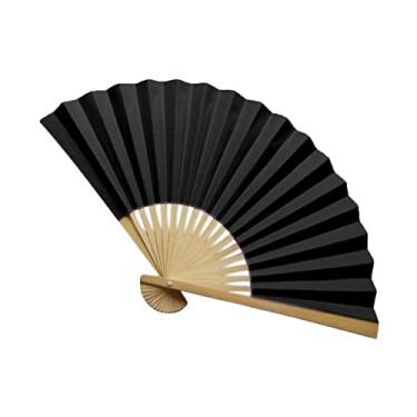 Imagem de ZZTWER Ventiladores de mão dobráveis estilo chinês ventilador de papel dobrável vintage, ventilador de mão ventilador dobrável de papel de bambu para decoração ventilador de mão, festa de casamento de
