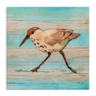 Imagem de Stupell Industries Design de arte de parede em tela Coastal Teak Sandpiper por Paul Brent, 61 x 61 cm