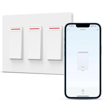 Imagem de Milfra Interruptor de luz inteligente 3Gang monopolar 3way 4way switch inteligente 2,4GHz WiFi, novo modelo 2024 10A, funciona com Siri, Alexa e Google Home, voz e controle remoto, fio neutro