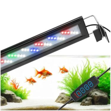 Imagem de DaToo Luz LED para aquário de espectro completo com dimmer branco, azul, vermelho, verde, luz de tanque de peixes com três modos de iluminação e suporte extensível para aquário de 30,5 cm a 40,6 cm