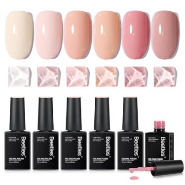Imagem de Conjunto de esmalte de gel Beetle Nude – 6 cores rosa claro nude kit de esmalte de gel de imersão para salão de manicure, faça você mesmo em casa, coleção Vanilla Cloud, presente para mulheres e