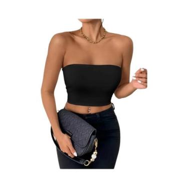 Imagem de Top tubinho sexy bodycon, top tubinho elástico sólido, tops casuais to