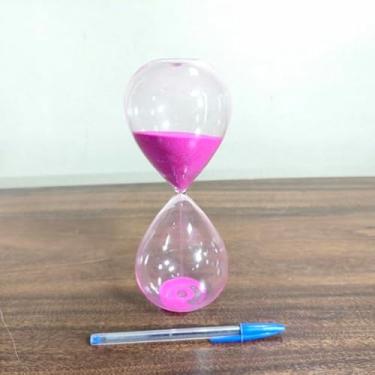 Imagem de Lembrancinha Vidro Areia Rosa Meia Hora Relógio Areia 20x8cm