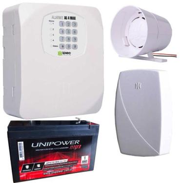 Imagem de Central De Alarme AL4 Max Sensor De Vibração Sirene Bateria 12v - IPEC