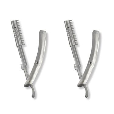 Imagem de Kit 2 Navalhete Aço Inox Barbearia Barba Cabelo Profissional