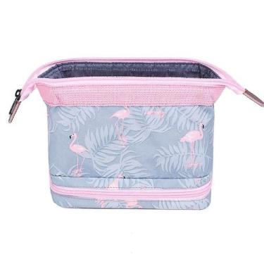 Imagem de Necessaire Feminina Estampada de Flamingo com Dois Bolsos - Malissima,