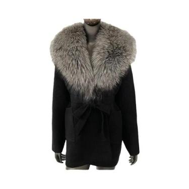 Imagem de Casaco de Pele de Raposa Verdadeira para Inverno - Cardigan Feminino c