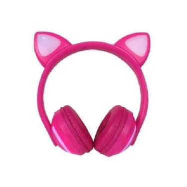 Imagem de Fone De Ouvido Headphone Bluetooth Com Orelha De Gato Rosa - markelk