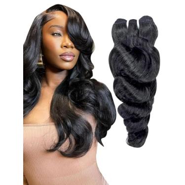 Imagem de BALORIECA Feixes de cabelo humano ondulado profundo solto – 100 g/mechas de cabelo virgem brasileiro 100% não processado, preto natural, macio e saltitante, pode ser tingido e descolorido (mechas