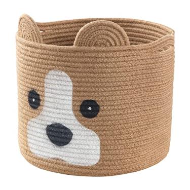 Imagem de Cesta de armazenamento para cães, cestas de presente vazias para bebês, cestas de animais de corda de algodão com alça, cesta de brinquedo para cães e juta