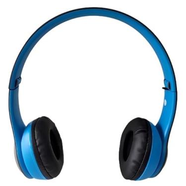 Imagem de Fones de Ouvido Sem Fio, Azul e Preto, Design Dobrável, Almofadas Acolchoadas Bluetooth