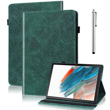 Imagem de VODEFOX Capa para Samsung Galaxy Tab A11 Plus/A9 Plus 28 cm, capa protetora de visualização multiângulo de couro PU com compartimentos para cartões - verde