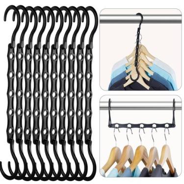 Imagem de Cabides para roupas HOUSE DAY Space Saving Black, pacote com 16