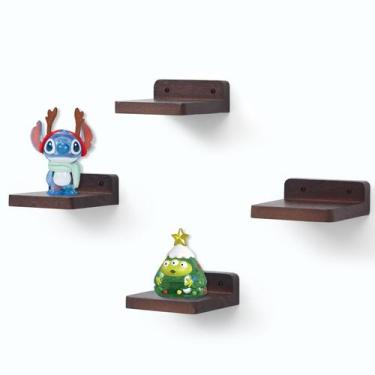 Imagem de Prateleira flutuante NIUBEST pequena, 10x10 cm, madeira rústica, nogue