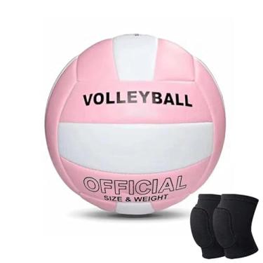 Imagem de RIHUD Bola de vôlei tamanho 5 oficial com capa de poliuretano, bolas de vôlei ao ar livre com joelheiras protetoras para meninas, meninos, adolescentes, jogos de treinamento interno, ao ar livre