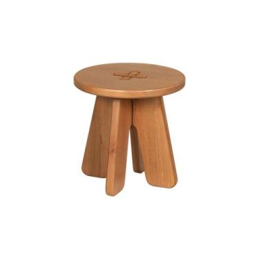 Imagem de Banqueta Baixa Assento Redonda 40 cm Mimo Avelã Meu Móvel de Madeira