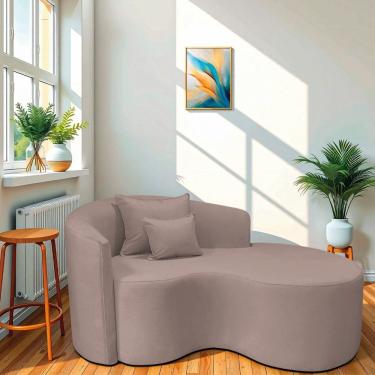 Imagem de Recamier Curvo Orgânico 150cm 2 Lugares Lado Direito para Sala de Estar Linho Londres Rose