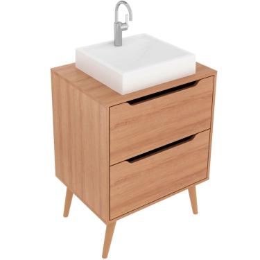 Imagem de Gabinete para Banheiro 60 cm 2 Gavetas com Cuba Robin