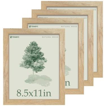Imagem de Porta-retratos TENIBYC 8,5 x 11 - pacote com 4, madeira natural, vidro