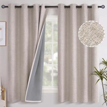 Imagem de Cortinas Blackout YoungStex Linen 160x160cm, bege, 2 painéis