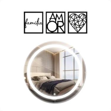 Imagem de Espelhos Redondo Jateado Com Led Touch 40x40 Luxo Decorativo Lavabo e Ganhe Kit de quadros MDF (Frio)