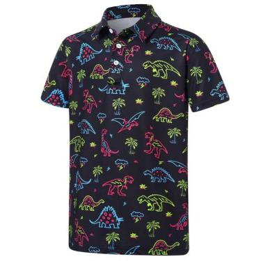 Imagem de Camisa polo havaiana Cuddomper Boys Fashion Dinosaur, manga curta, tam