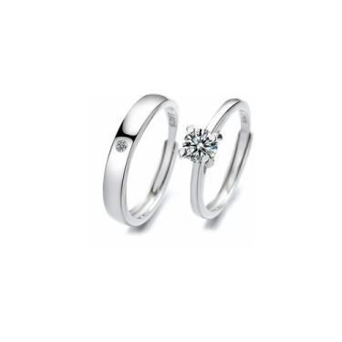 Imagem de Anéis Promise, prata fina 925, noivado para casais, amor, noivado x2 -